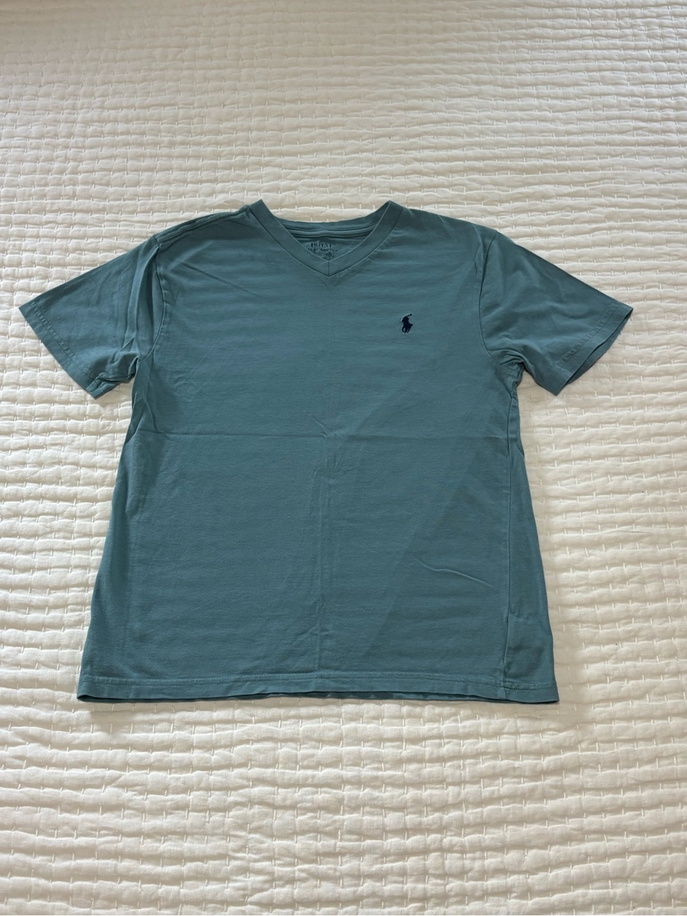 Polo by Ralph Lauren Boys Teal V-Neck Tee with Navy Pony
